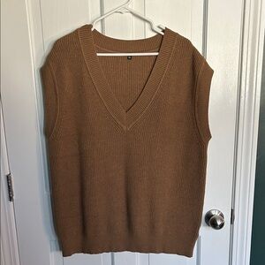Brown V-Neck Women's Sweater Vest